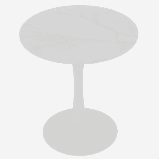 Mesa de café 70 cm - estilo mid-century, tampo redondo em mármore branco, para 2-4 pessoas - Branco