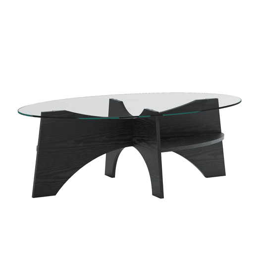 Mesa auxiliar oval 105x60 cm - design multifuncional, estrutura em MDF preto - Preto