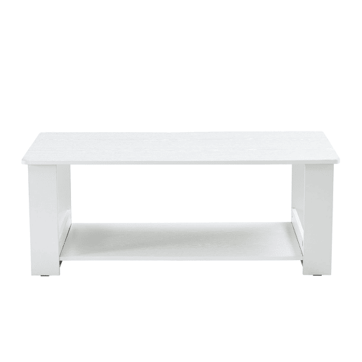 Mesa auxiliar moderna 110x55x42 cm - 2 níveis de armazenamento - Branco madeira