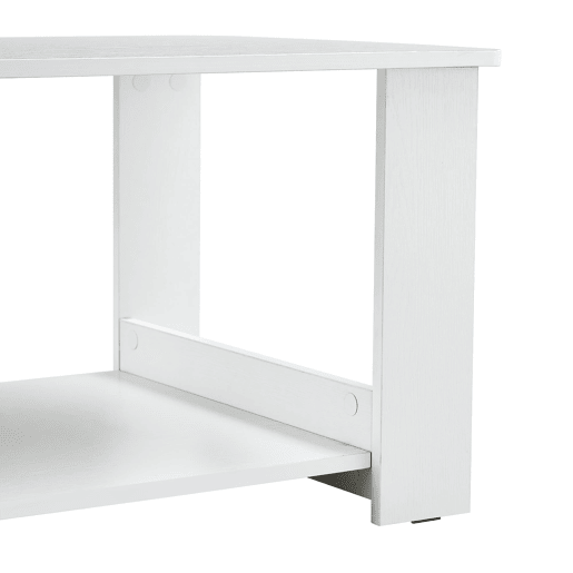 Mesa auxiliar moderna 110x55x42 cm - 2 níveis de armazenamento - Branco madeira