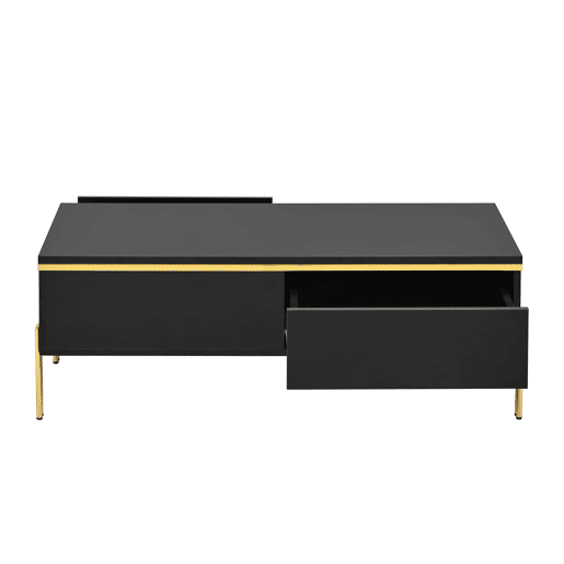 Mesa de centro 100x50x36 cm - moderna, multifuncional, alto brilho - preta Mesa de centro 100x50x36 cm - moderna, multifuncional, alto brilho - preta