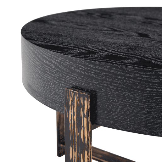 Mesa auxiliar redonda Ø68 cm - design moderno com base metálica cruzada - preta