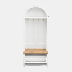 Móvel multifuncional para hall de entrada 75 L x 35 P x 195 A - Prateleira para sapatos, ganchos, design moderno - Branco, Madeira
