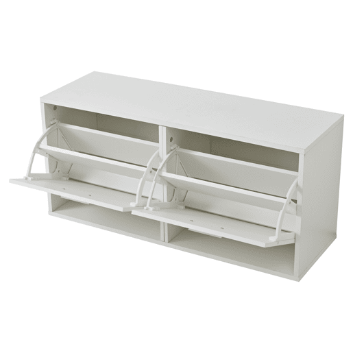 Móvel de entrada 90x30x41,5 cm - 4 peças, com espelho, 2 prateleiras para chapéus e sapateira - Branco Móvel de entrada 90x30x41,5 cm - 4 peças, com espelho, 2 prateleiras para chapéus e sapateira - Branco