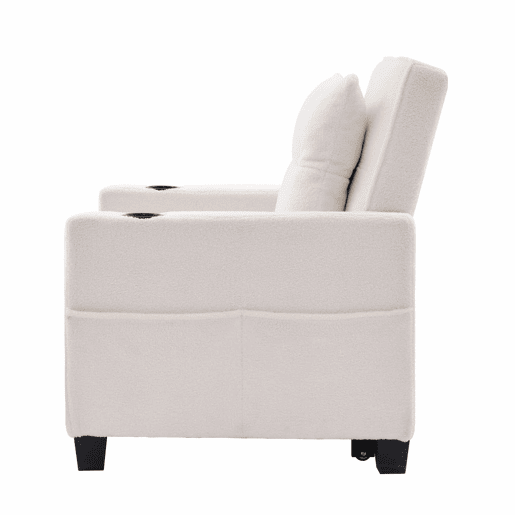 Sofá-cama de 1 lugar - 3 em 1, com porta-copos e porta USB, sofá reclinável e poltrona - Branco