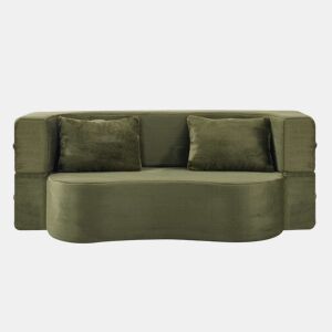 Sofá-cama de 2 lugares - dobrável, futon comprimido, sem montagem - verde