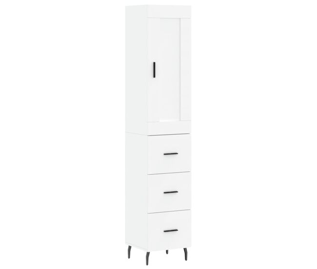 Aparador alto - mueble de almacenamiento madera contrachapada blanco 34,5x34x180 cm es599