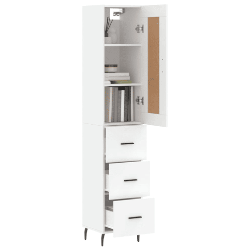 Armário alto - Bufete - Móvel de apoio 34,5x34x180 cm madeira processada branco pt599 Armário alto - Bufete - Móvel de apoio 34,5x34x180 cm madeira processada branco pt599
