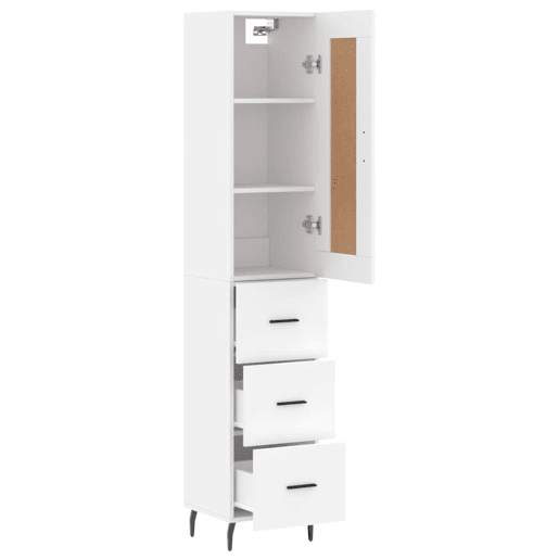 Armário alto - Bufete - Móvel de apoio 34,5x34x180 cm madeira processada branco pt599 Armário alto - Bufete - Móvel de apoio 34,5x34x180 cm madeira processada branco pt599