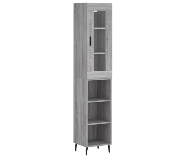 Aparador alto - mueble de almacenamiento madera contrachapada gris sonoma 34,5x34x180 cm es1027