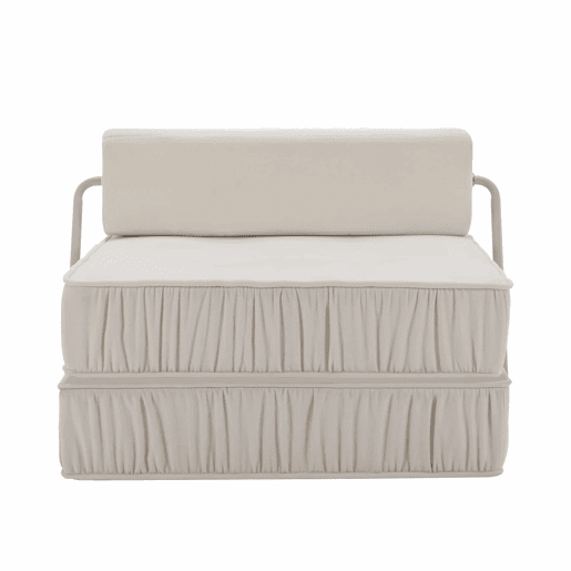 Sofá-cama dobrável de 1 lugar - poltrona convertível, futon, colchão de chão, almofada traseira removível - branco