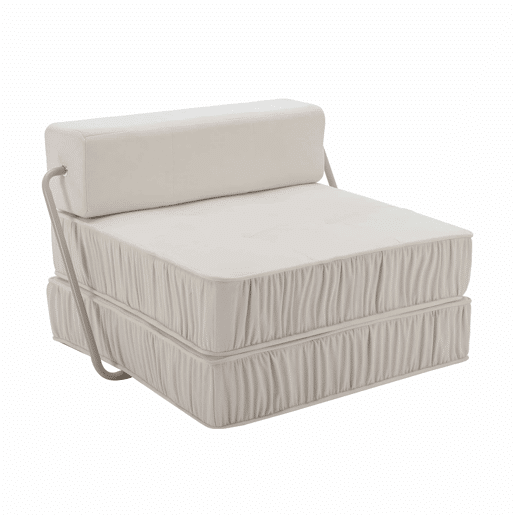 Sofá-cama dobrável de 1 lugar - poltrona convertível, futon, colchão de chão, almofada traseira removível - branco