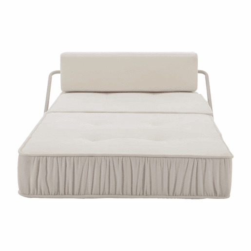 Sofá-cama dobrável de 1 lugar - poltrona convertível, futon, colchão de chão, almofada traseira removível - branco