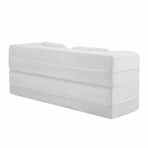 Sofá-cama de 2 lugares - moderno, com 4 almofadas e colchão dobrável de espuma de alta densidade - branco