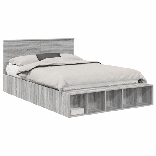 Estrutura da Cama de casal simple Cinza Sonoma 150 x 200 cm Madeira processada