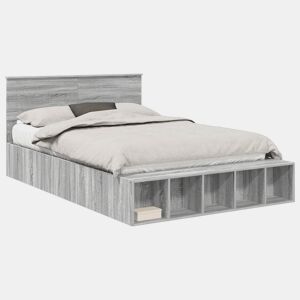 Estrutura da Cama de casal simple Cinza Sonoma 150 x 200 cm Madeira processada