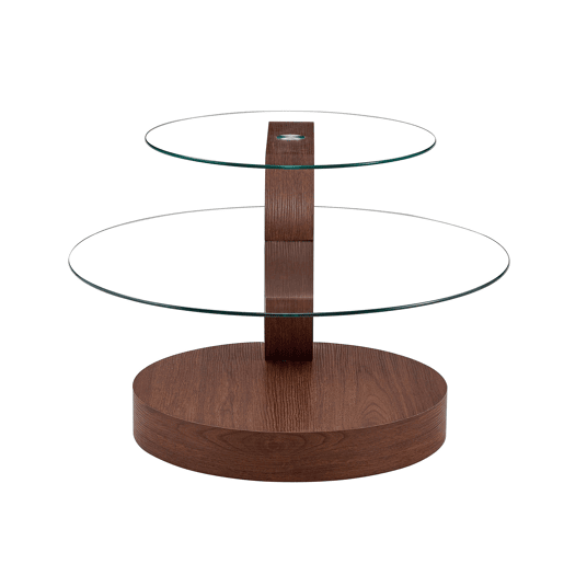 Mesa de centro - vidro de segurança de 2 níveis, design minimalista, MDF veado - TransparenteNogueira