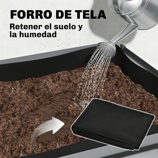 Outsunny Horta Elevada com Prateleira Inferior Mesa de Cultivo em Metal Galvanizado com Forro e Luvas, para Cultivo de Plantas e Flores 120x55x80 cm, Cinzento Prateado