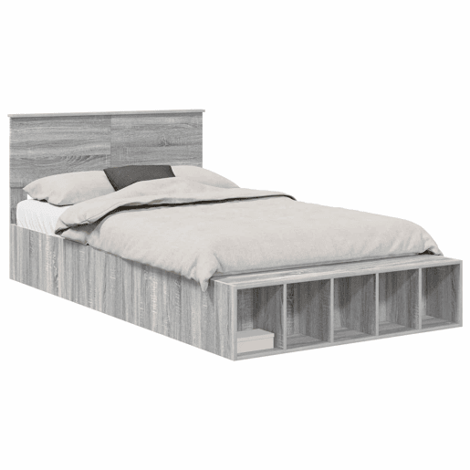 Estrutura da Cama de casal simple Cinza Sonoma 120 x 190 cm Madeira processada