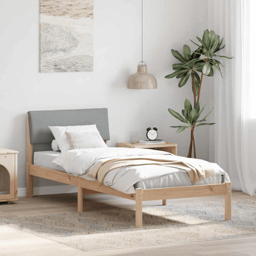 Estrutura de cama de solteiro simple - Marrom e cinza claro 75 x 190 cm