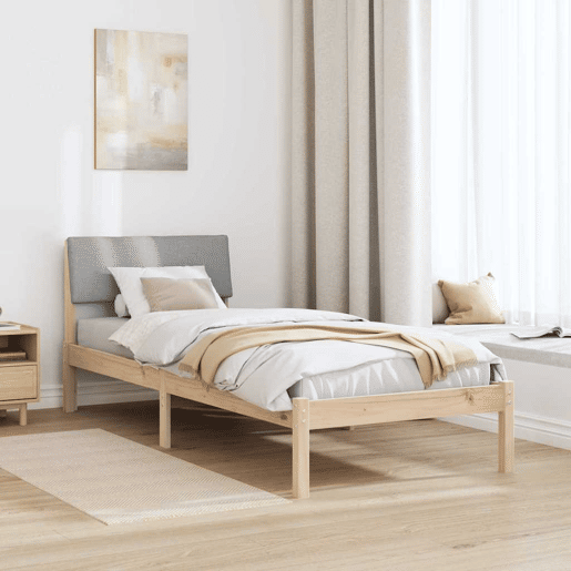 Estrutura de cama de solteiro simple - Marrom e cinza claro 75 x 190 cm