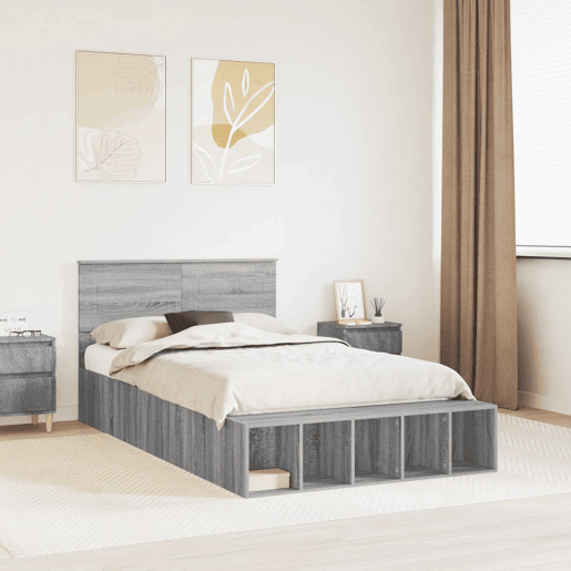 Estrutura da Cama de casal simple Cinza Sonoma 120 x 200 cm Madeira processada