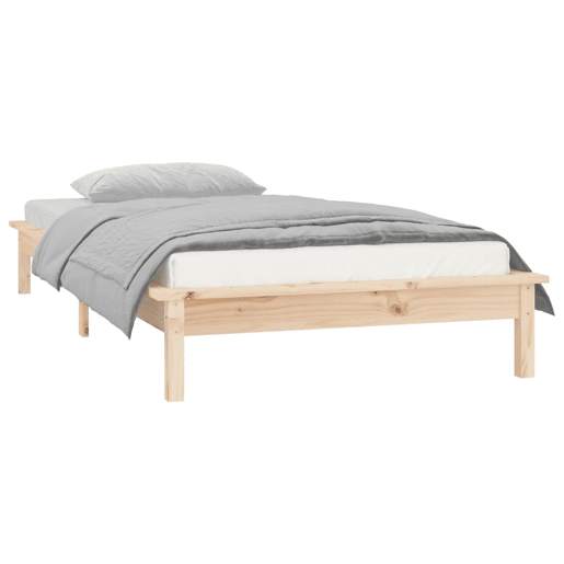 Estrutura de cama de solteiro para adultos c LED pequena solteiro 75x190 cm madeira maciça