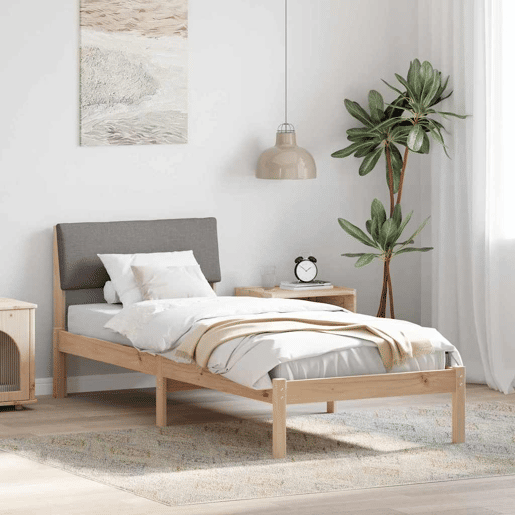 Estrutura de cama de solteiro para adultos com cabeceira Marrom e taupe 75 x 190 cm