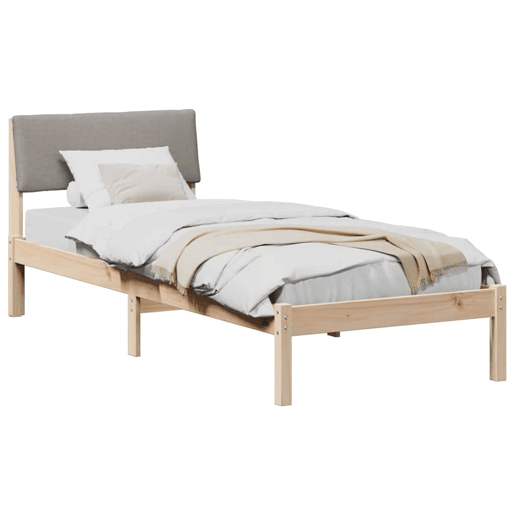 Estrutura de cama de solteiro para adultos com cabeceira Marrom e taupe 75 x 190 cm