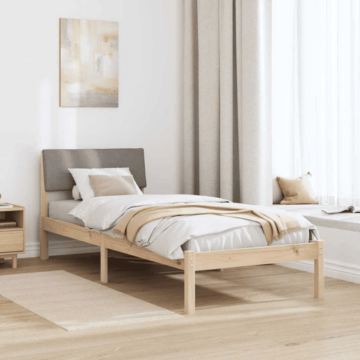 Estrutura de cama de solteiro para adultos com cabeceira Marrom e taupe 75 x 190 cm