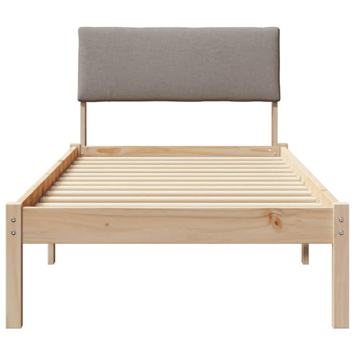 Estrutura de cama de solteiro para adultos com cabeceira Marrom e taupe 75 x 190 cm