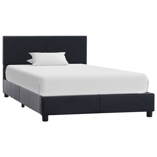 Estrutura de cama de solteiro para adultos 100x200 cm couro artificial preto