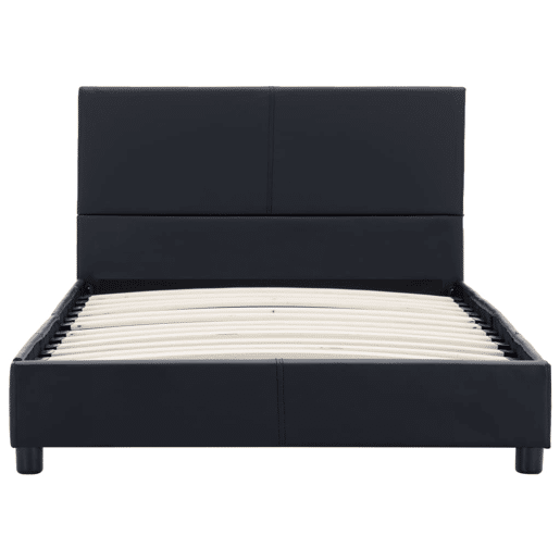 Estrutura de cama de solteiro para adultos 100x200 cm couro artificial preto