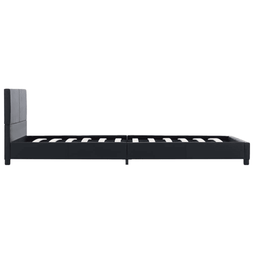 Estrutura de cama de solteiro para adultos 100x200 cm couro artificial preto