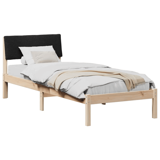 Estrutura de cama de solteiro simple com cabeceira - Castanho e preto 75 x 190 cm