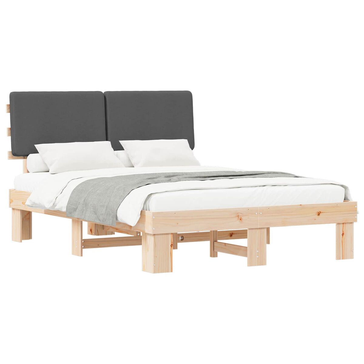 Estructura de cama matrimonial 143x211 Madera/ Gris Oscuro