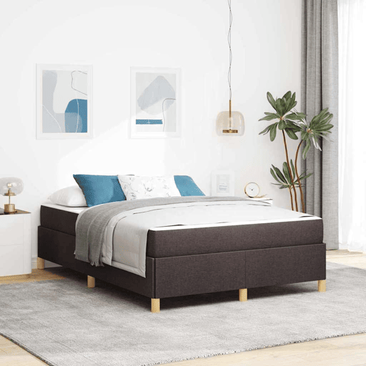 Estrutura da Cama de casal moderno com colchão Marrom Escuro 140 x 190 cm tecido