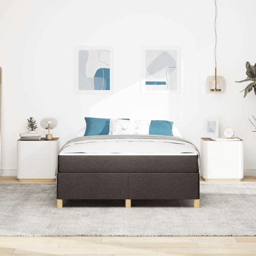 Estrutura da Cama de casal moderno com colchão Marrom Escuro 140 x 190 cm tecido