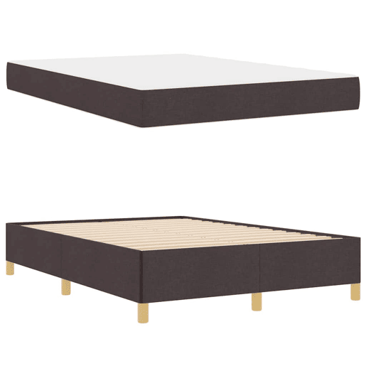 Estrutura da Cama de casal moderno com colchão Marrom Escuro 140 x 190 cm tecido