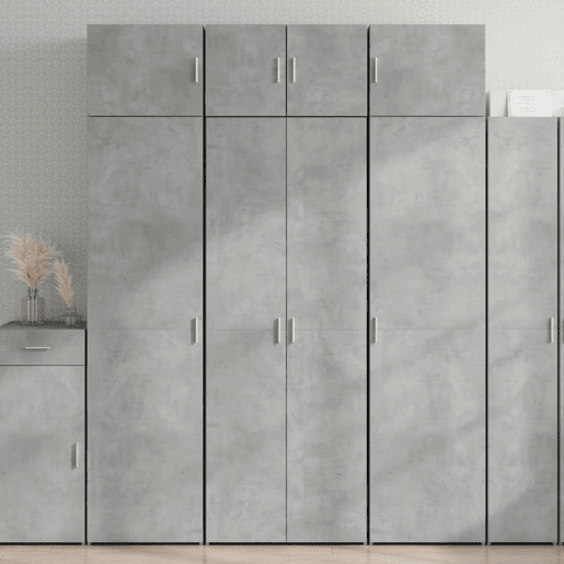 Armário alto - Bufete - Móvel de apoio 70x42,5x185 cm derivados madeira cinzento cimento pt1284