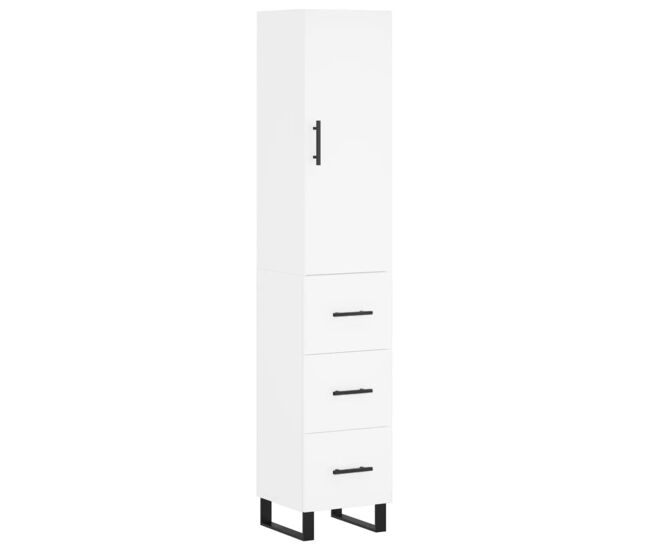 Aparador alto - mueble de almacenamiento madera contrachapada blanco 34,5x34x180 cm es573