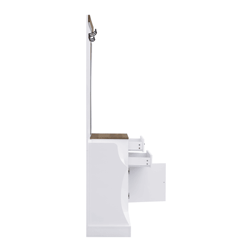 Móvel de entrada 110x38x191 cm - com espelho, ganchos, gavetas e suporte para guarda-chuvas - Branco