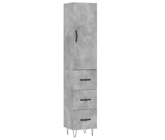 Aparador - mueble de almacenamiento de madera contrachapada gris hormigón 34,5x34x180 cm es2665