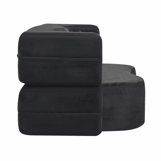 Sofá-cama futon de 2 lugares - dobrável, sem montagem, compactado, multifuncional para colocar no chão - preto