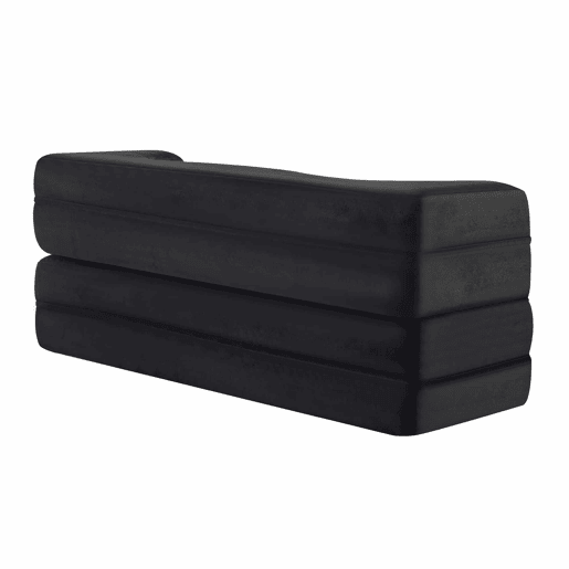 Sofá-cama futon de 2 lugares - dobrável, sem montagem, compactado, multifuncional para colocar no chão - preto