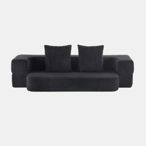 Sofá-cama de 2 lugares - conversível, sem montagem, fácil de transportar - preto