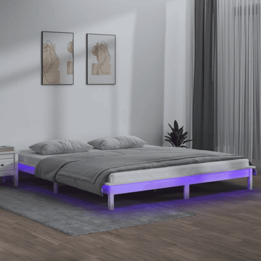 Estrutura de Cama de casal simple super king cLED 180x200cm madeira maciça branco Estrutura de Cama de casal simple super king cLED 180x200cm madeira maciça branco