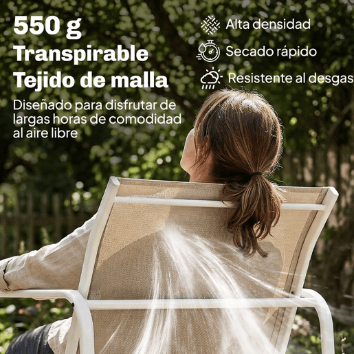 Outsunny Conjunto Jardim de 4 Peças Móveis Exterior com Sofá de 2 Lugares 2 Poltronas Mesa de Vidro Temperado Tecido Textilene Respirável Estrutura de Aço Caqui
