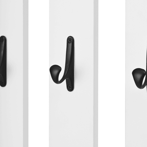 Móvel de entrada 50x36x190 cm - Com 2 portas, painel traseiro e 8 ganchos - Branco