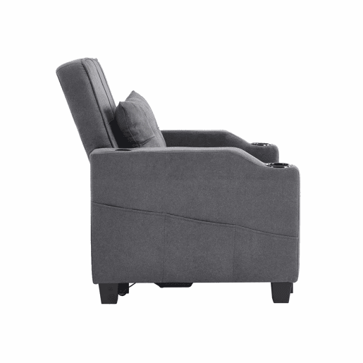 Sofá-cama de 1 lugar - 3 em 1, com porta-copos e porta USB, sofá reclinável e poltrona - Cinza escuro